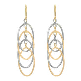 14K Yellow & White Gold Polished Interlocking Oval Dangle Earring